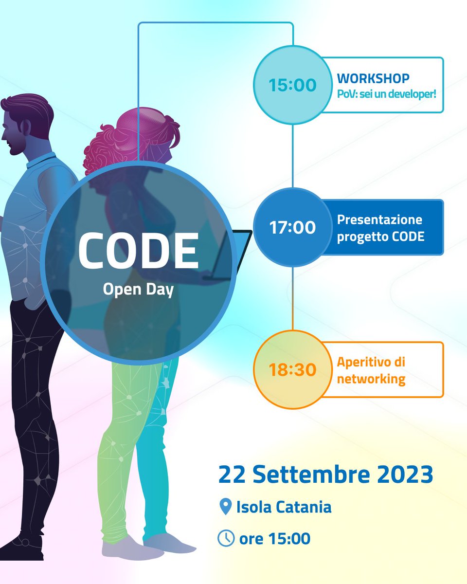 opinnoitaly's tweet image. Incontra i partner e le aziende del progetto all’Open Day di CODE il 22 settembre a @CataniaIsola. Partecipa al workshop “PoV: sei un developer”, scopri i segreti di un #programmatore e unisciti al nostro aperitivo di #networking.
L’evento è gratuito 👇🏼
bit.ly/open-day-code