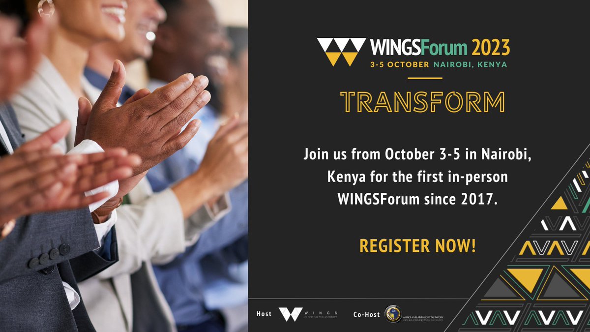 The #WINGSForum2023 is scheduled to take place in Nairobi, Kenya, from October 3rd to 5th, 2023. This event is organized by WINGS, a global network of philanthropy organizations with a mission to maximize philanthropy's impact on social progress.  (1/1)