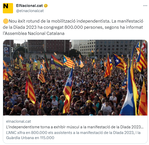 elBotifler's tweet photo. Germans, un any mes hem pogut assistir al miracle de la multiplicació dels assistents a la Diada de l'ANC. 

Lloat sia Déu! https://t.co/WyjJZ5rGj9