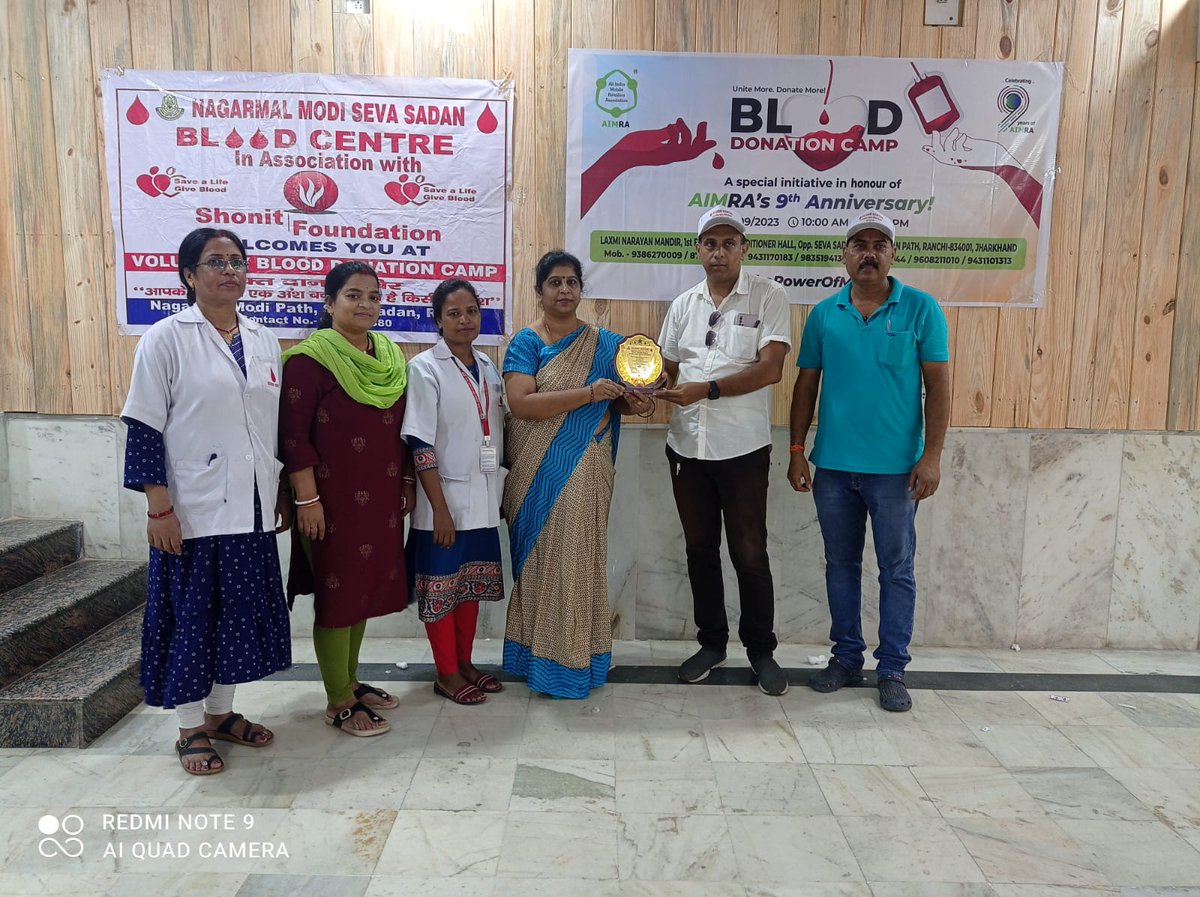 FShonit's tweet photo. #BloodDonationCamp was organized by #Aimra , Ranchi in association with Seva Sadan Blood Centre on 11th of September 2023.
The camp was supported and volunteered by @FShonit.
18 Units of blood were collected from the camp.
#donateblood
#savelives
#nmssbloodcentre https://t.co/PhmFiY6Pmx