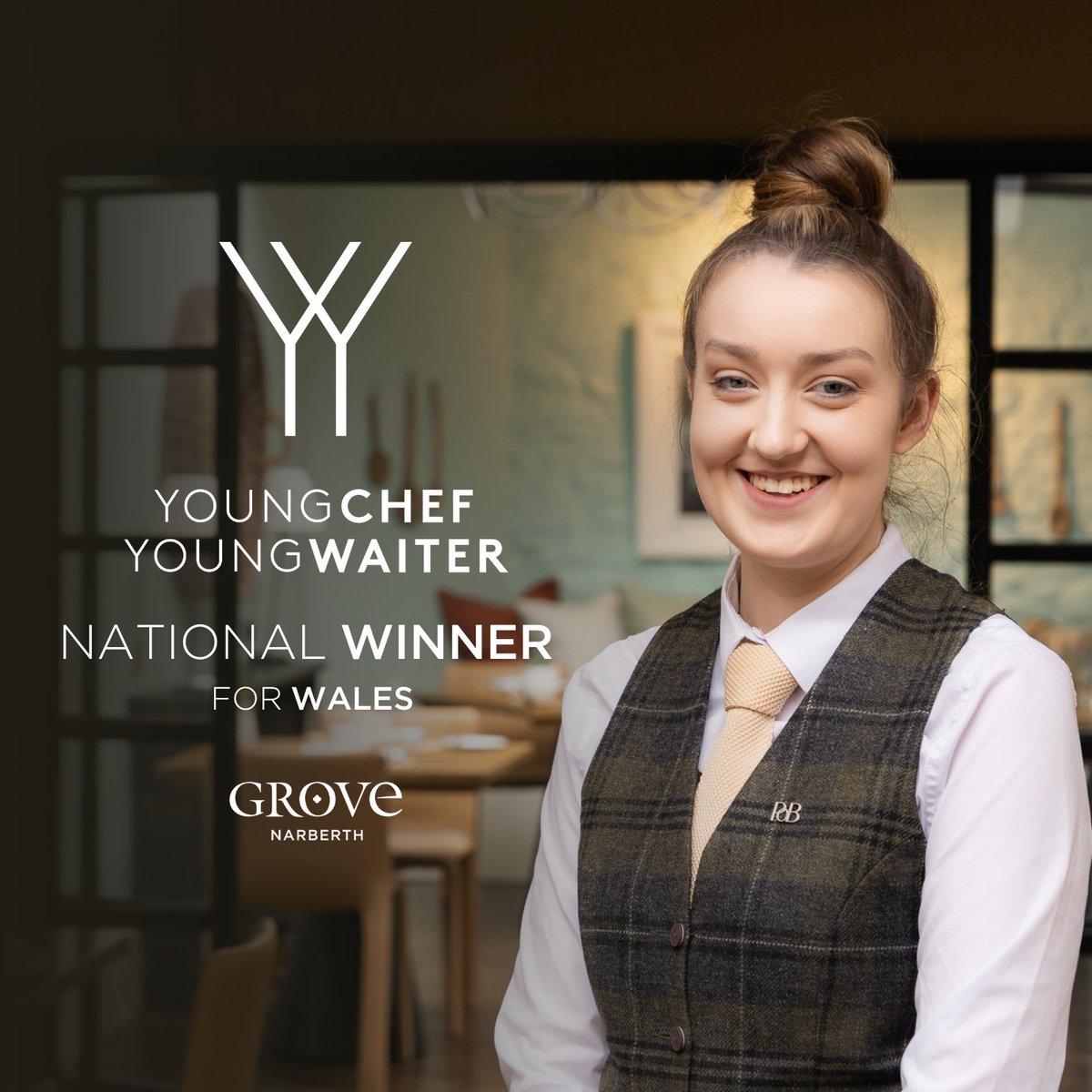 GroveNarberth's tweet image. We are thrilled to announce that our talented Head Waitress, Carys, has clinched the title in the &apos;Young Chef, Young Waiter&apos; competition for Wales.

We are so proud of Carys, and we will be cheering her on as she advances to the World Finals in Monaco on the 23rd of November!