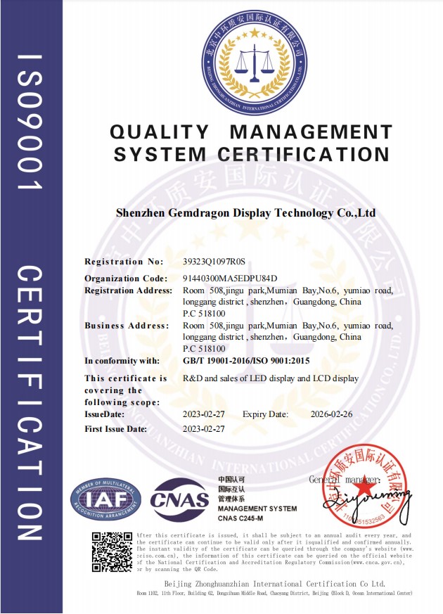 bilingdisplay's tweet image. ShenZhen Gemdragon Display Technology Co.,Ltd  
Quality Management System Certification ISO14001 and ISO 9001 standard PASS

LED, LCD video wall display
interactive touch screen whiteboard for educations and meeting
Indoor lcd display
whatsapp/tel/wechat :+86 13789084991