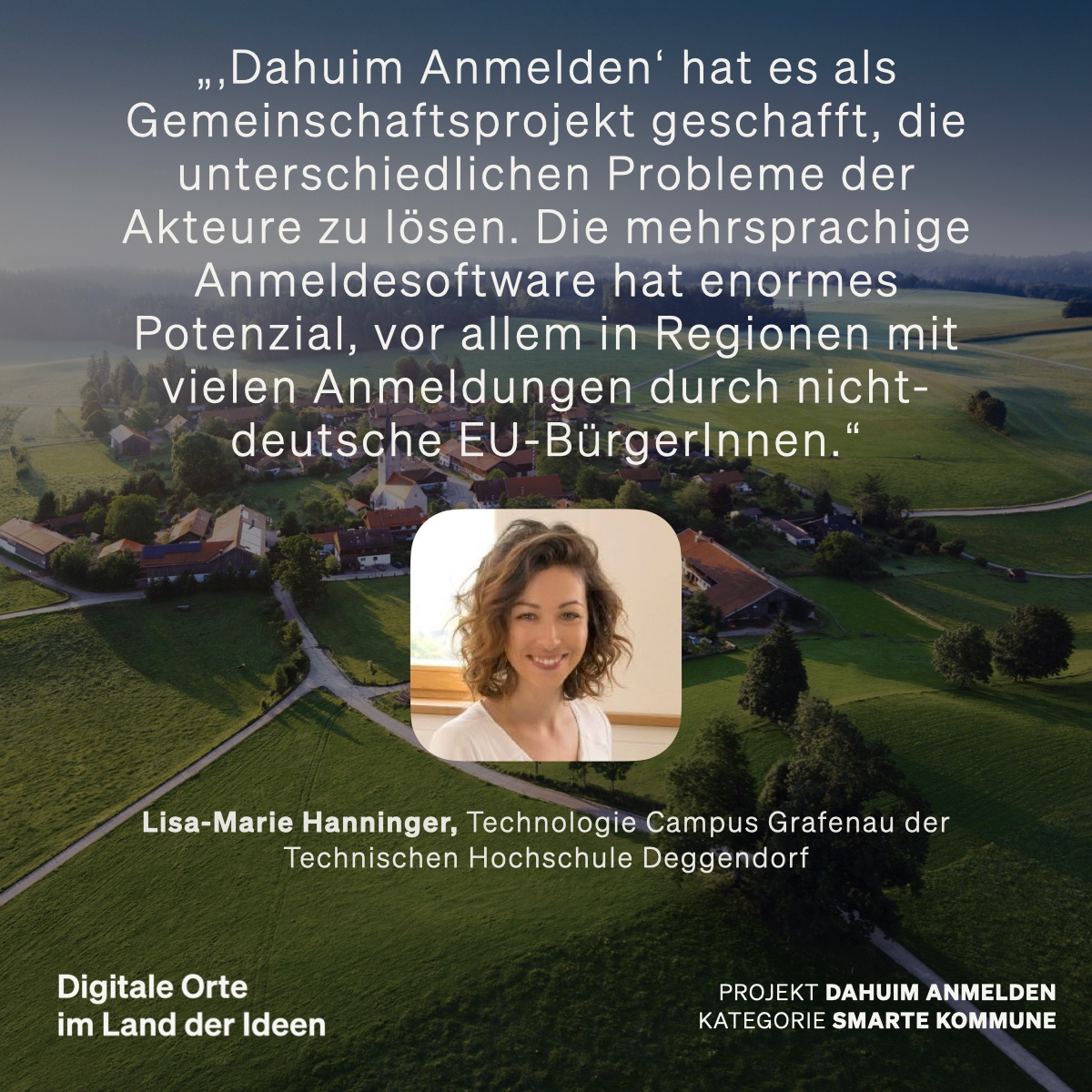 Das Projekt 'Dahuim Anmelden' erleichtert Behördengänge im ländlichen Raum – und ist Finalist in der Kategorie 'Smarte Kommune' beim #DigitaleOrte2023-Wettbewerb 👉 land-der-ideen.de/wettbewerbe/di… @DtGlasfaser @hiig_berlin @CZ_Stiftung @DLTonline @DanielaKluckert @bmdv @TH_Deggendorf