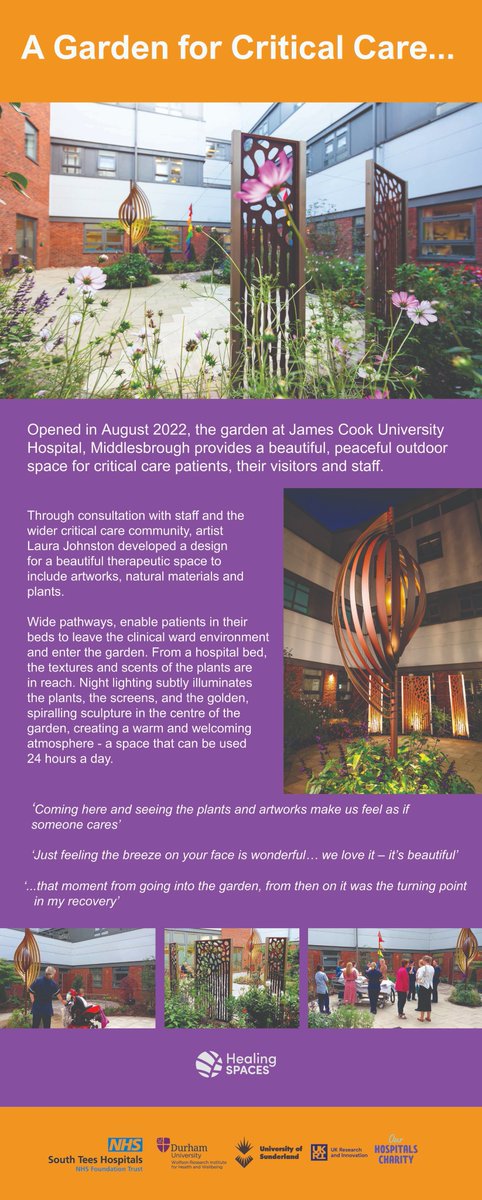 Friday 15th September Anniversary celebration of the ICU garden! <a href="/SheilaSq85/">Dr Sheila Quaid</a> will feedback from UKRI participatory research  funded evaluation.<a href="/ICUsteps/">ICUsteps</a>  <a href="/UKRI_News/">UK Research and Innovation</a> <a href="/UoSResearch/">UoS Research</a> <a href="/carolinereith/">Dr. Caroline Mitchell</a> <a href="/chazot_paul/">Paul L Chazot</a> <a href="/LauraLightworks/">Laura Johnston - Healing Spaces</a> <a href="/UniOfSunComms/">Uni Of Sun Comms</a> @SarahLonbay <a href="/Timerrr/">Tim Pain</a> <a href="/SouthTees/">South Tees Hospitals</a>
