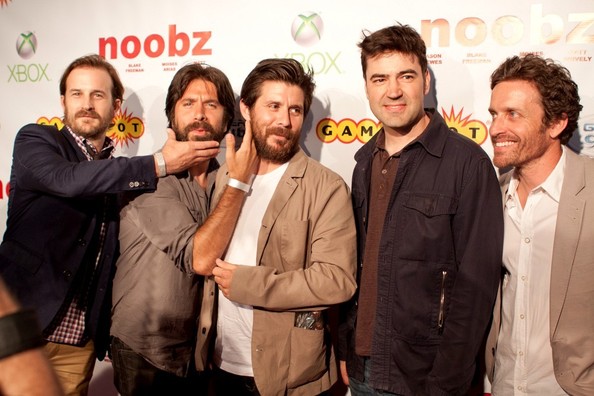 For #NationalVideoGamesDay, a look at Rich, @JoshuaEGomez, #RickGomez, #RonLivingston and @RobBenedict at the 2012 premiere of Blake Freeman's gamer comedy, 'Noobz'.