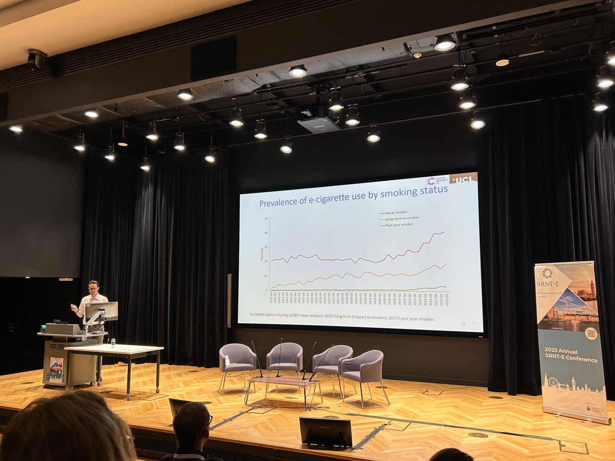 Ian Pope (@drianpope) on Twitter photo Great to hear insights about e-cigarette trends from the smoking toolkit study <a href="/jamiebrown10/">Jamie Brown</a> #SRNTE2023 Great to hear insights about e-cigarette trends from the smoking toolkit study <a href="/jamiebrown10/">Jamie Brown</a> #SRNTE2023