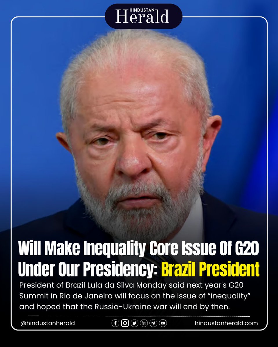 Brazil's President Lula da Silva is setting the agenda for the next G20 Summit in Rio de Janeiro. He's committed to making 'inequality' the core issue of the summit, highlighting the pressing need to address global disparities.

#BrazilG20Equality #InequalityMatters