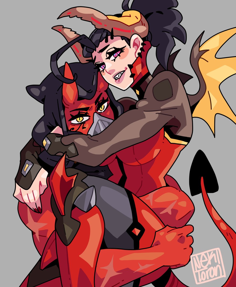 I love them 🔥🫶
#Pharmercy #Mercy #Pharah #DevilSkin  #Overwatchfanart #Overwatch2  

Bases @/bw42_cms