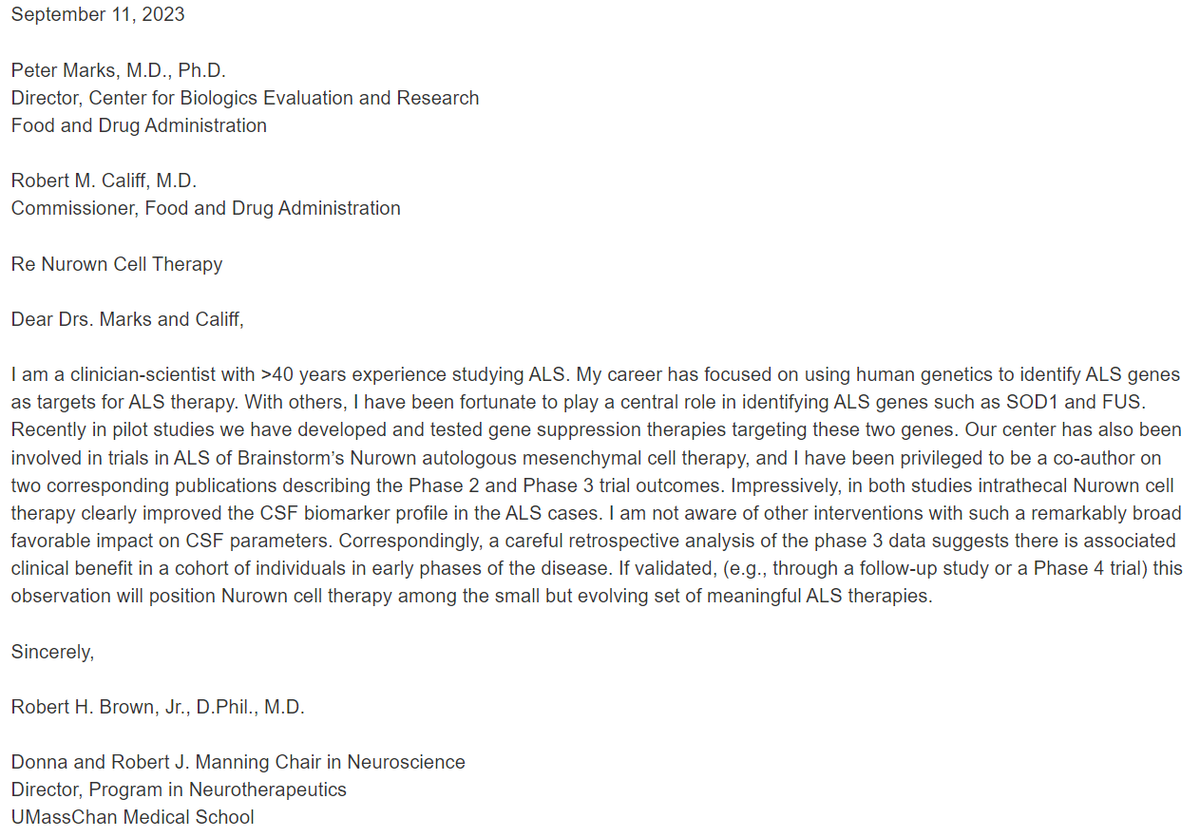 aVoice4ALS's tweet image. 🔹Impressively in P2 &amp;amp; P3 #NurOwn clearly improved CSF biomarkers in #ALS

🔹No other drug has remarkably broad favorable impact on CSF parameters

🔹P3 data suggests associated clinical benefit in people in early phases of ALS

~Bob Brown, preeminent ALS researcher

#NurOwnWorks