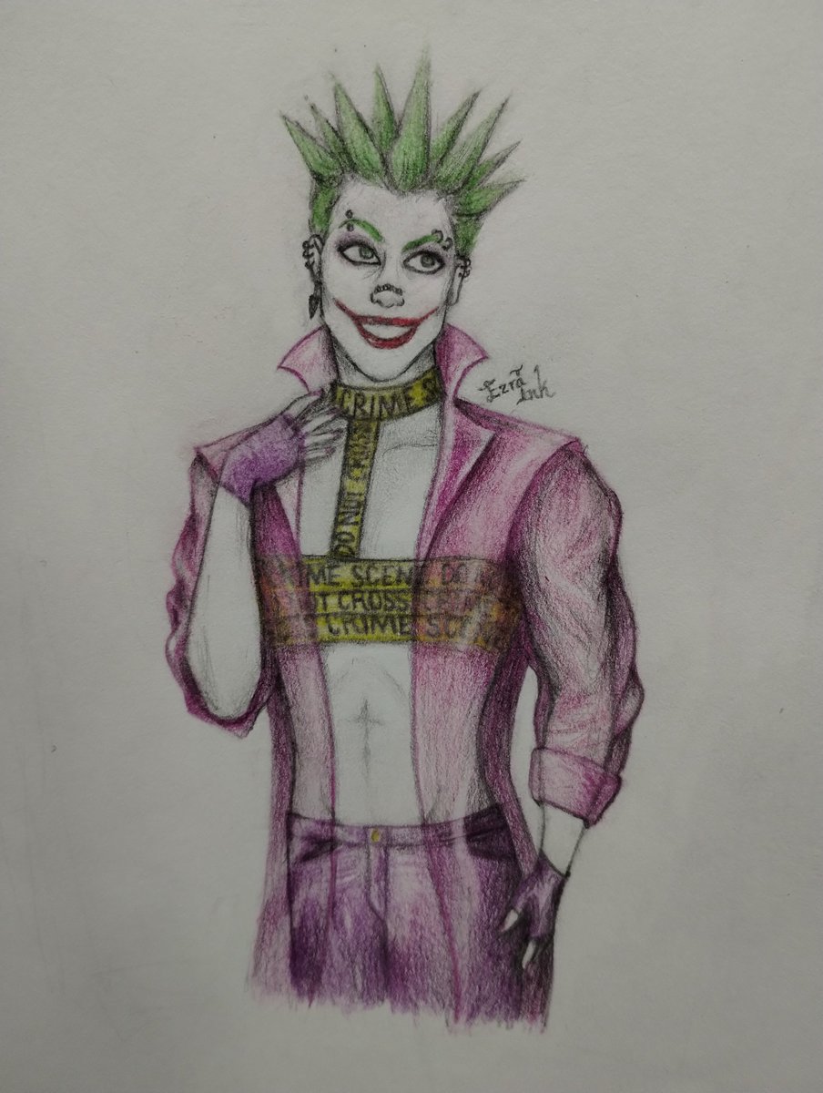 I haven't stopped by in a while but I bring an offering:
Here's sexy punk Joker 💚 #jokerfanart