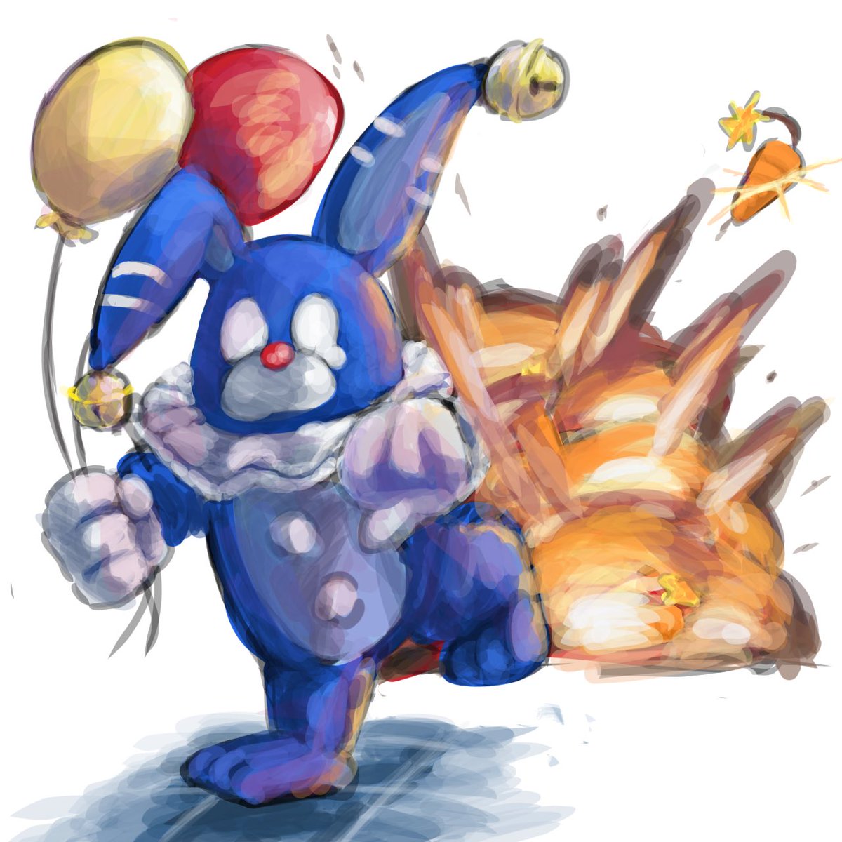 denki_124's tweet photo. 前の描き方思い出し息抜き〜
Balloon circusのBonnie君爆弾持ってるしこれくらいやらかす....はず...
#FNAF #Ballooncircus https://t.co/kmDh8c79Aj