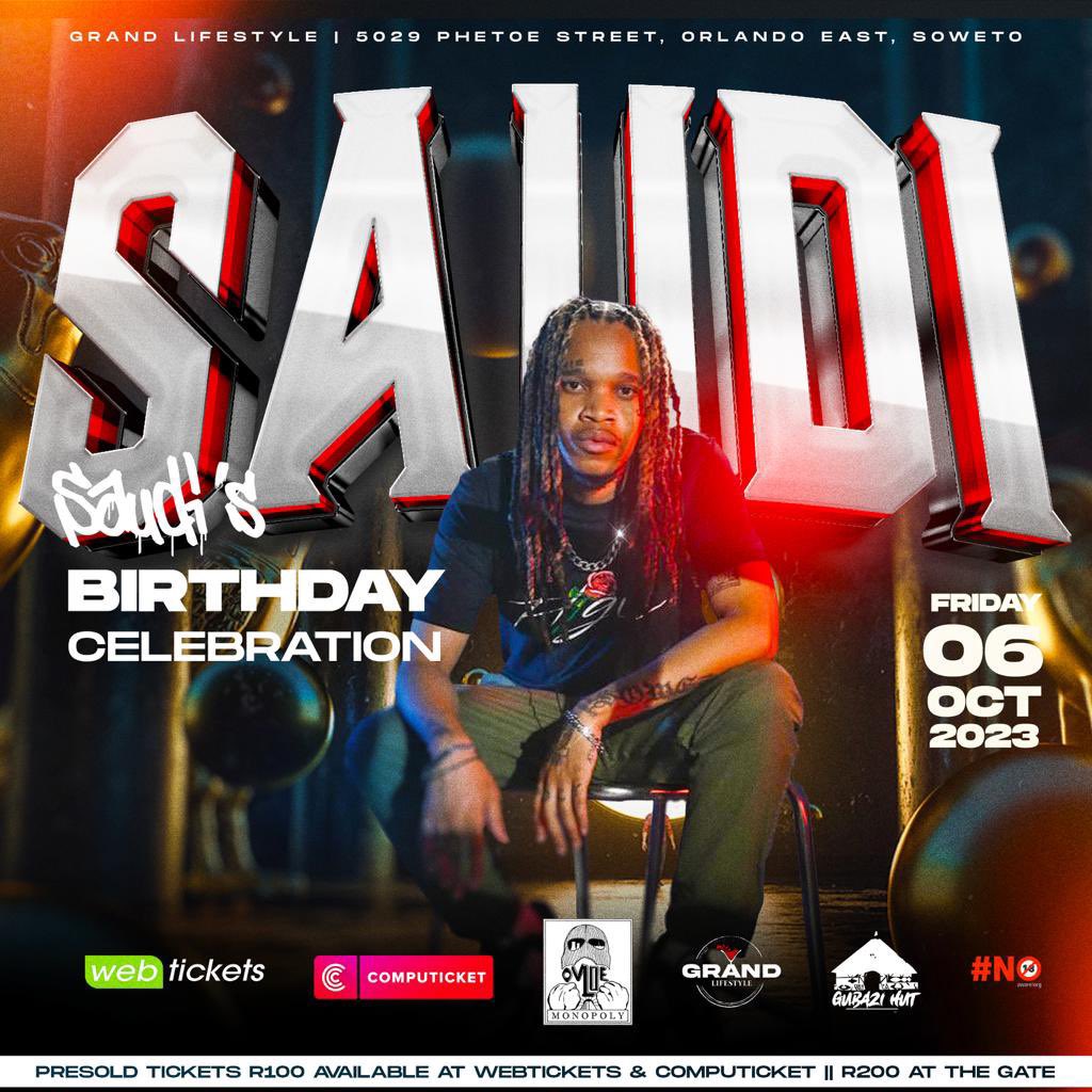 Nomagugu_xo's tweet photo. All roads lead to #SaudiBirthdayCelebration at Grand Lifestyle Cafe Soweto on the 6th of October 2023. 

Get your tickets at cwebtickets: https://t.co/9G0R2VlJaJ cause you don’t want to miss Saudi’s Epic night https://t.co/QfMo0br1vz