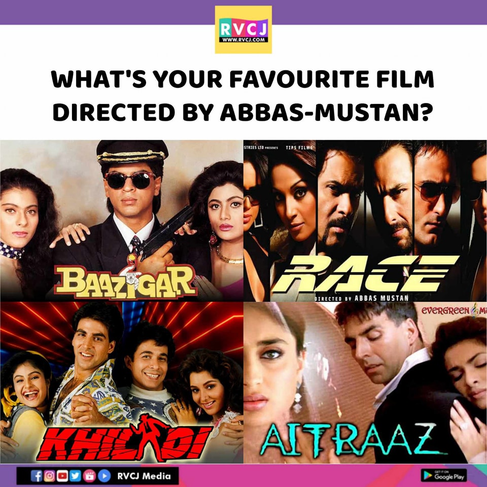 Your favourite?

#abbasmustan #baazigar #race #khiladi #aitraaz #rvcjmovies #rvcjinsta