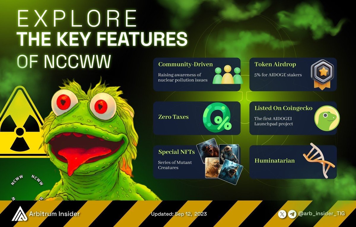 🔍Discover the key features of <a href="/NCWWCoinArb/">NCWW🐸☢️</a>!

☀️This innovation is imbued with humanity while aiming for the greater good of the community, providing an opportunity to earn while enjoying the fun of memes, all while raising awareness about nuclear pollution issues.

💰It's a