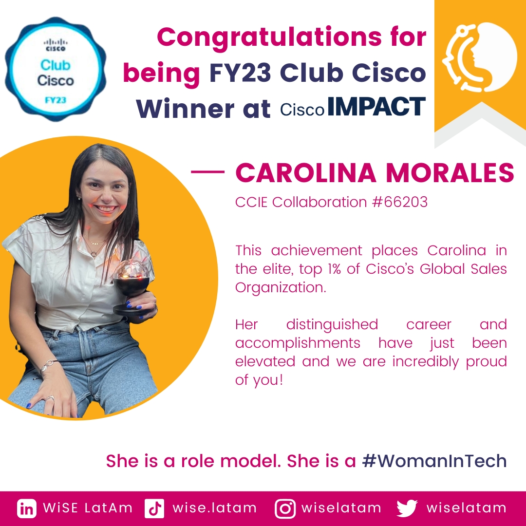 wiselatam's tweet photo. Por parte de WISE LATAM queremos darle una gran felicitación a Carolina, Tatiana y Rosario por ser parte del 1% de ganadores del FY23 Cisco Club Winners!!

#CiscoImpact2023 #WeAreCisco #CiscoWomenInTech #ReducingTheGenderGap #Cisco #LoveWhereYouWork #WomanInTech #RockModel https://t.co/z0BbxOHVto