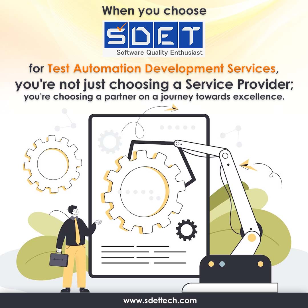 SDET_TECH's tweet image. At SDET, we believe that test automation development services are not just tools, but the catalyst for unleashing the true potential of software testing
Visit us to learn more bit.ly/3rioafL
#ChooseSDET #TestAutomationServices #PartnerInExcellence #SoftwareTestingExpert