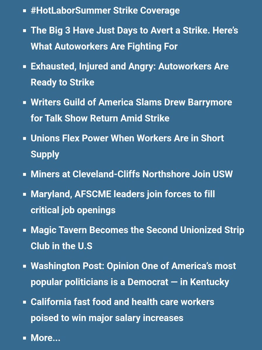 mattalley413's tweet photo. #BlueCollarWriter Labor News Update
9/12/2023: https://t.co/zojN2Qo14H
If you enjoy and support what we do, please consider donating to our #SummerOfSolidarity Fundraiser ✊: https://t.co/71HCqbGmIR
#1u #StrikeSummer #UnionStrong #UnionYes #ItsBetterInAUnion https://t.co/U1q8FoLmxa