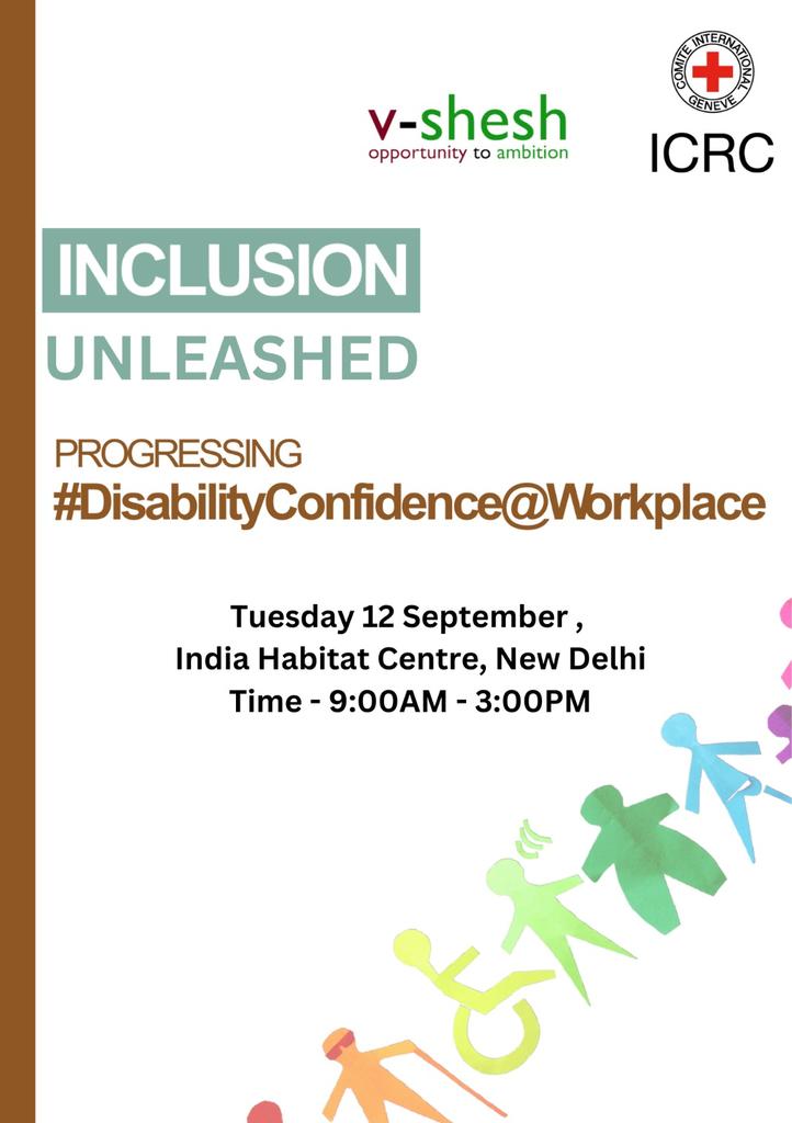 The International Committee of the Red Cross (ICRC) India is hosting a session for corporates on Progressing #DisabilityConfidence @ Workplace at India Habitat Centre Delhi today. We at v-shesh, are humbled to be a part of this effort.