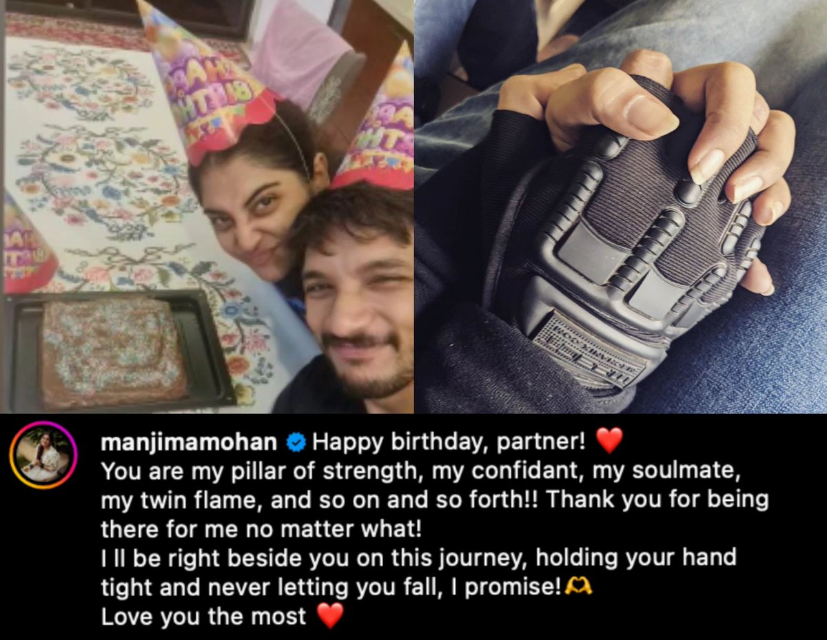 raagadotcom's tweet photo. Happy Birthday, Partner - @mohan_manjima shares some beautiful pictures and wishes @Gautham_Karthik a Very Happy Birthday 🥳

 #HappyBirthdayGauthamKarthik #HBDGauthamKarthik #GauthamKarthik #ManjimaMohan #Raaga https://t.co/zE6WNQyY9O