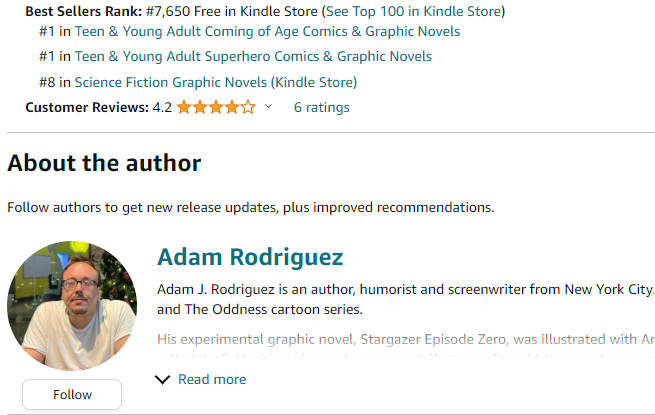 My graphic novel, Stargazer Episode 1, is now #1 in 2 categories and #8 in Sci-fi on Amazon. Read it free now, amazon.com/Stargazer-1-Ad…
