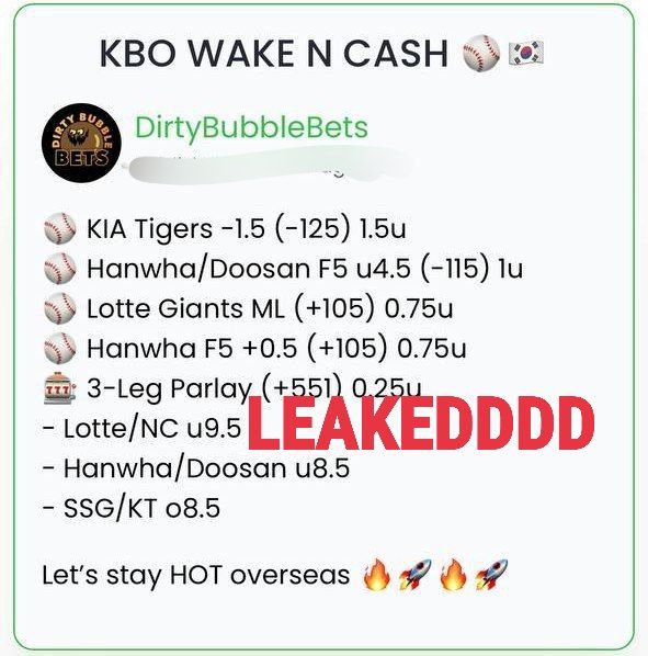 ItsCappersPicks's tweet image. #LearLocks Tennis
#DirtyBubbleBets KBO