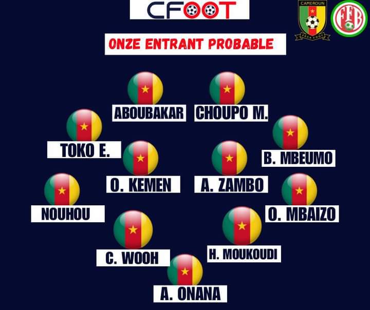 cfootcameroun's tweet photo. 🇨🇲 Le 11 PROBABLE du Cameroun pour affronter le Burundi.

Vos impressions ? https://t.co/QpWD8dAYzO