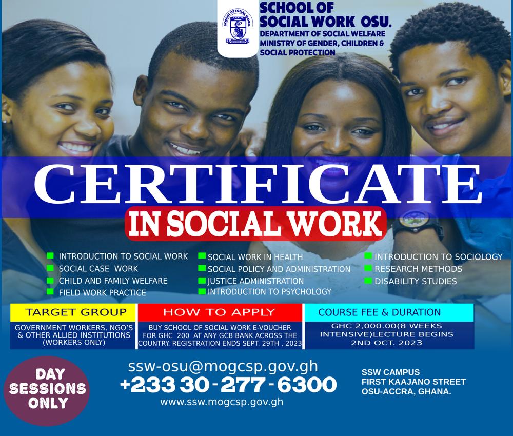 CERTIFICATE IN SOCIAL WORK #MoGCSP_Ghana