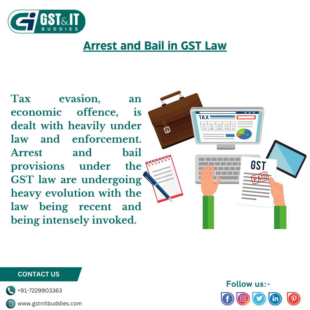 Arrest and Bail in GST Law
Tax evasion, an economic offense, is dealt with heavily under law and enforcement. Arrest and bail provisions under the GST law are undergoing heavy evolution with the law being recent and being intensely invoked.
Connect with us: - +91-7229903363