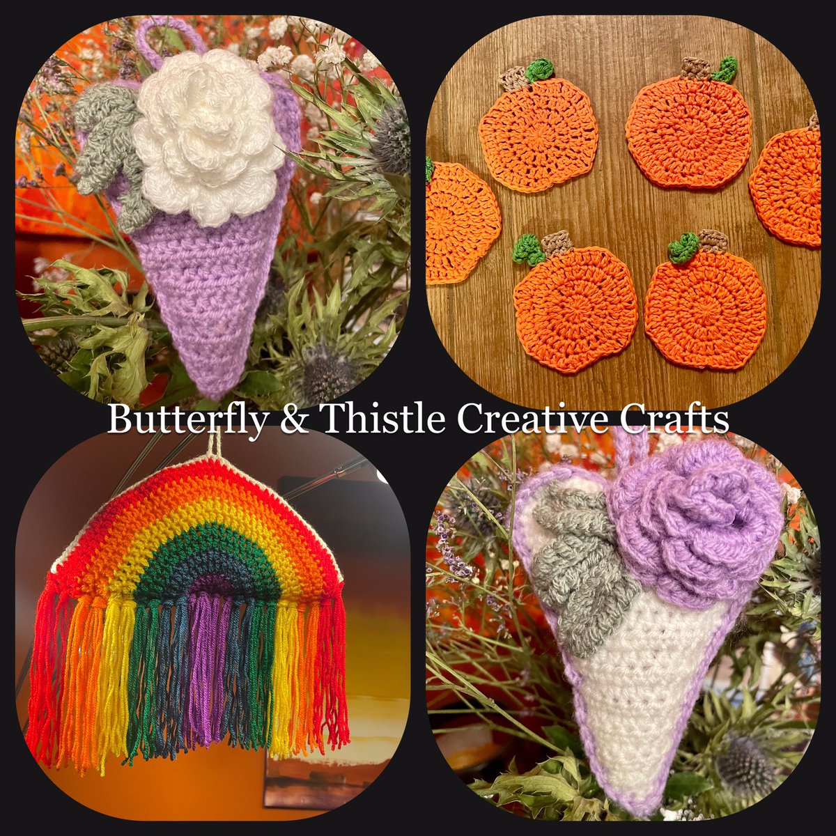 New in shop today!

Hanging Hearts -£4.50
Pumpkin Coasters- £6.00
Hanging Rainbow- £10.00

In my Folksy Shop: folksy.com/shops/Butterfl…

Or purchase directly by messaging.

#crochet #hangingheart #pumpkin #heart #AutumnGifts #christmasgifts #rainbow