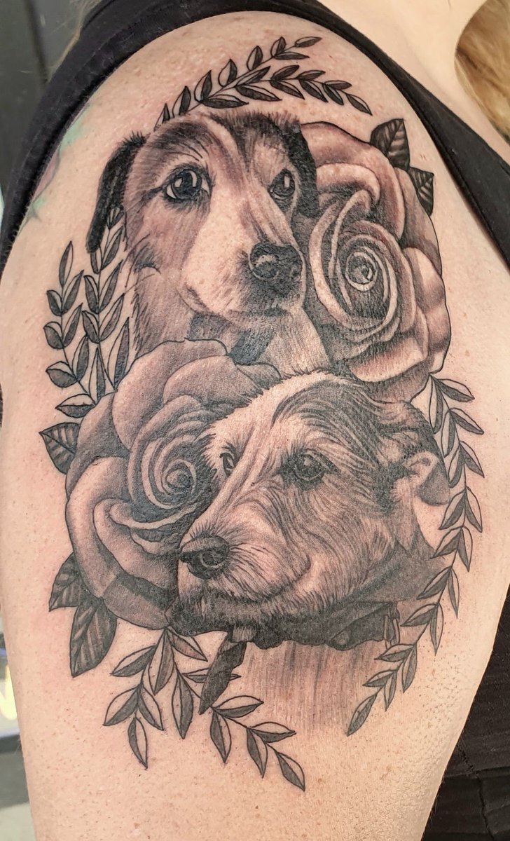 Good morning Twitter chums. I’m making today #TattooTuesday This is my most recent bit of ink which was completed a week ago today. It celebrates my two little dogs who are no longer with me but got me through a terrible period in my life. 
Show off your ink?
