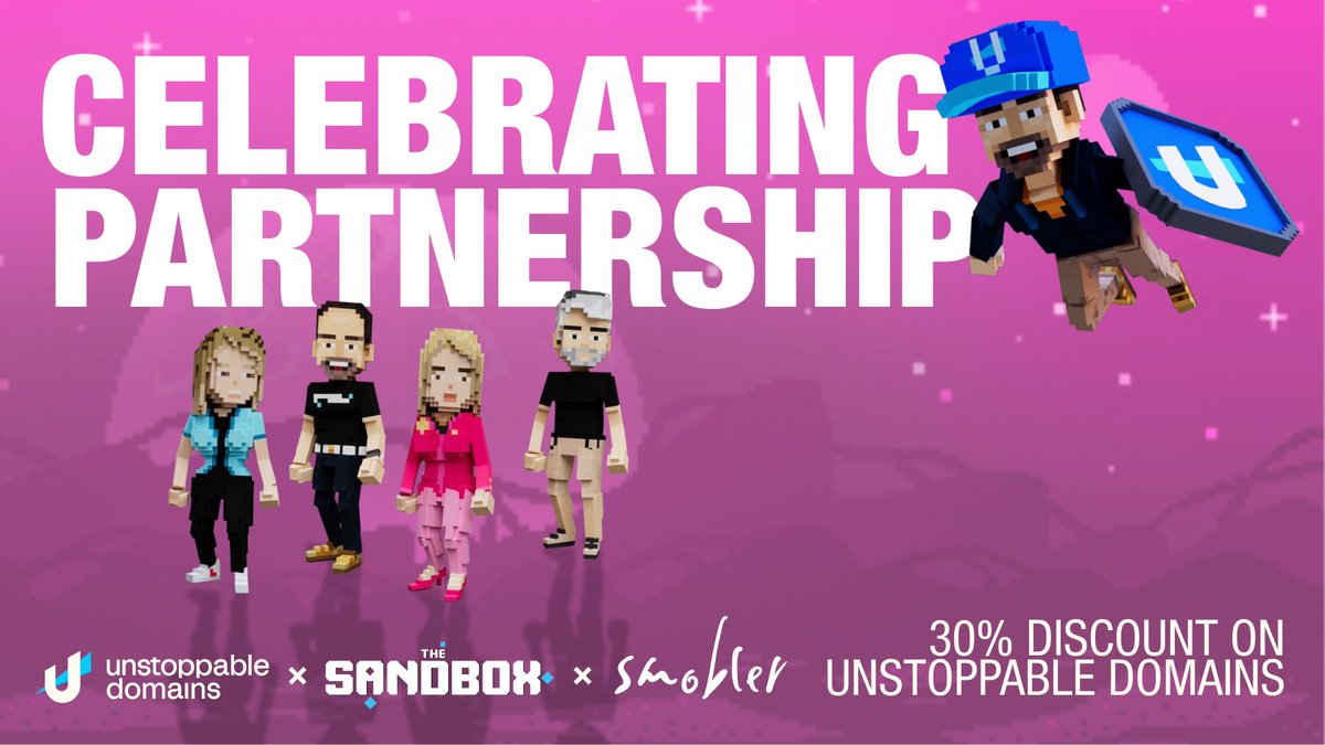 sandy_carter's tweet photo. We just announced our partnership with @TheSandboxGame  and @smoblerstudios at #Token2049 

Unstoppable experience in the sandbox coming soon!!

Quote from @borgetsebastien “For a web2 domain everyone has a website!  In #web3, every domain will be linked to a Metaverse like the Sandbox!!!

Loving that the @unstoppableweb digital identity is taking center stage!!