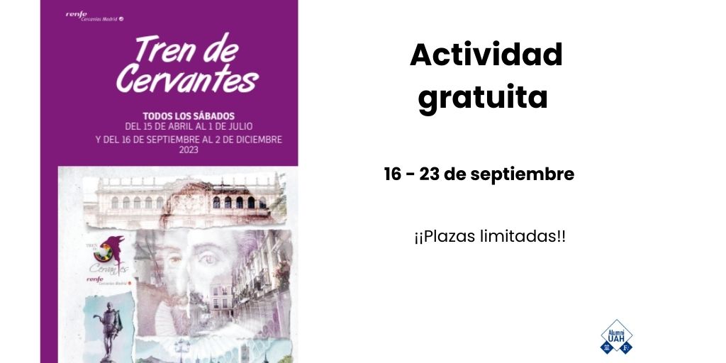 AlumniUAH (@alumniuah) on Twitter photo Si eres AlumniUAH, no pierdas esta oportunidad y reserva tu plaza gratis (máx. un acompañante), hasta el miércoles 13 de septiembre para el 16 de septiembre y hasta el miércoles 20 para el sábado 23 de septiembre.
🔥Escríbenos a alumni@uah.es cuanto antes, ¡plazas limitadas! Si eres AlumniUAH, no pierdas esta oportunidad y reserva tu plaza gratis (máx. un acompañante), hasta el miércoles 13 de septiembre para el 16 de septiembre y hasta el miércoles 20 para el sábado 23 de septiembre.
🔥Escríbenos a alumni@uah.es cuanto antes, ¡plazas limitadas!