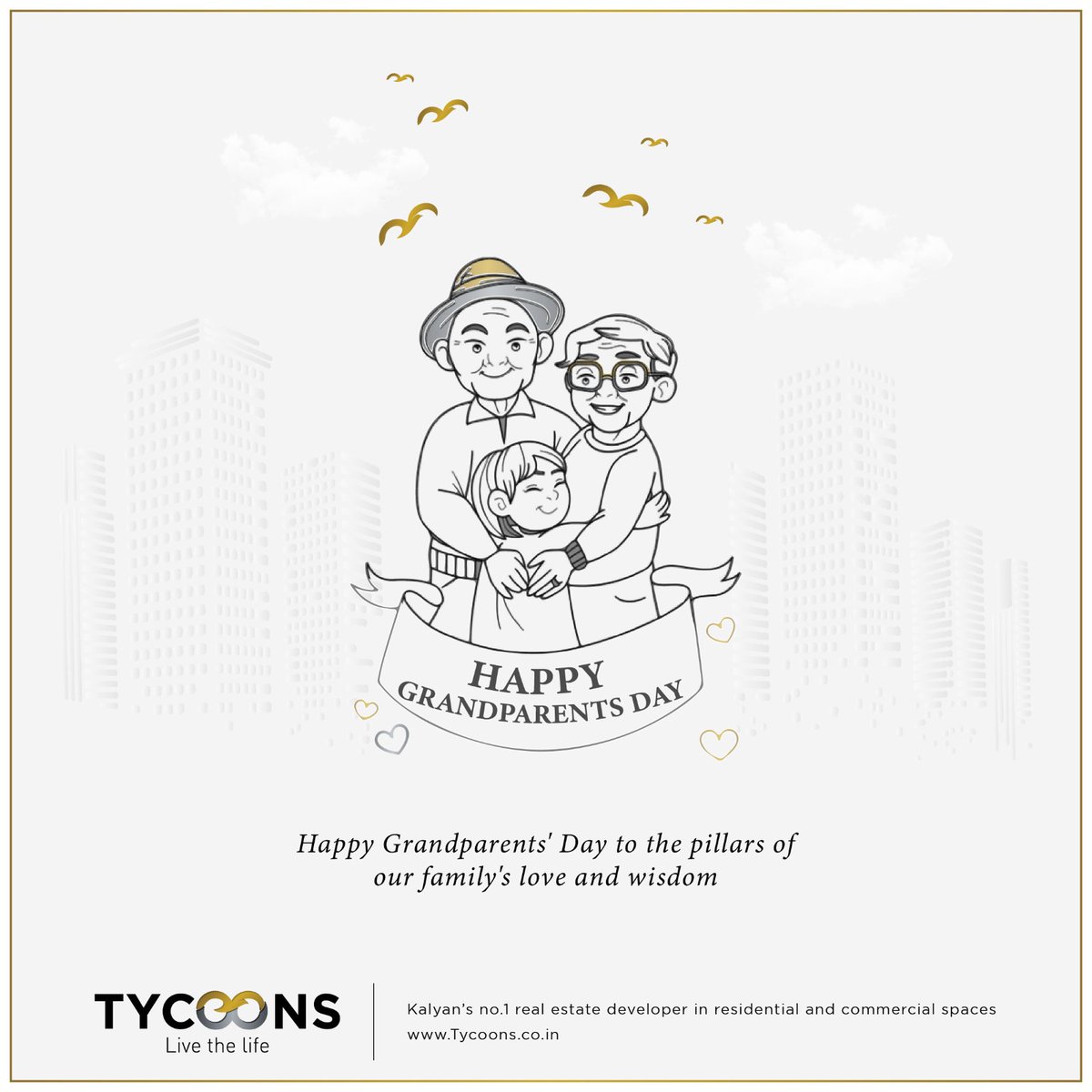 Tycoons_Group's tweet photo. Cherishing the wisdom and love of our grandparents on this Grandparents Day.

 #FamilyLove #GrandparentsDay #LegacyOfWisdom #Tycoons #TycoonsDeveloper #Kalyan #KalyanDeveloper #Realestate https://t.co/yR8U7W24wD