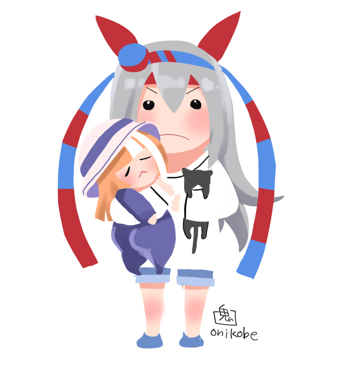タマモクロス(ウマ娘) 「赤ちゃん理事長を抱っこするタマ 」|鬼頭（おにこべ）りんのイラスト