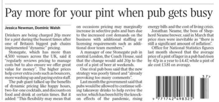 Well, ‘pay less when pub is quieter’ I could get behind (The Times)