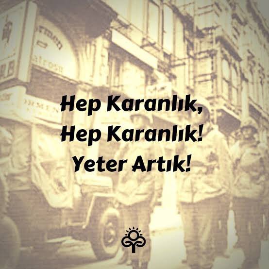 12 Eylül 1980!!
Yaraları asla kapanmayacak 
kanlı darbenin,
demokrasi tarihimize sürülen 
en büyük kara lekenin,
utanç ve acı ile dolu 43. yıl dönümü!

“Türkü yine o türkü, 
sazlarda tel değişti,
Yumruk yine o yumruk, 
bir varsa el değişti!”

Neyzen TEVFİK
#12EylülKanlıDarbe