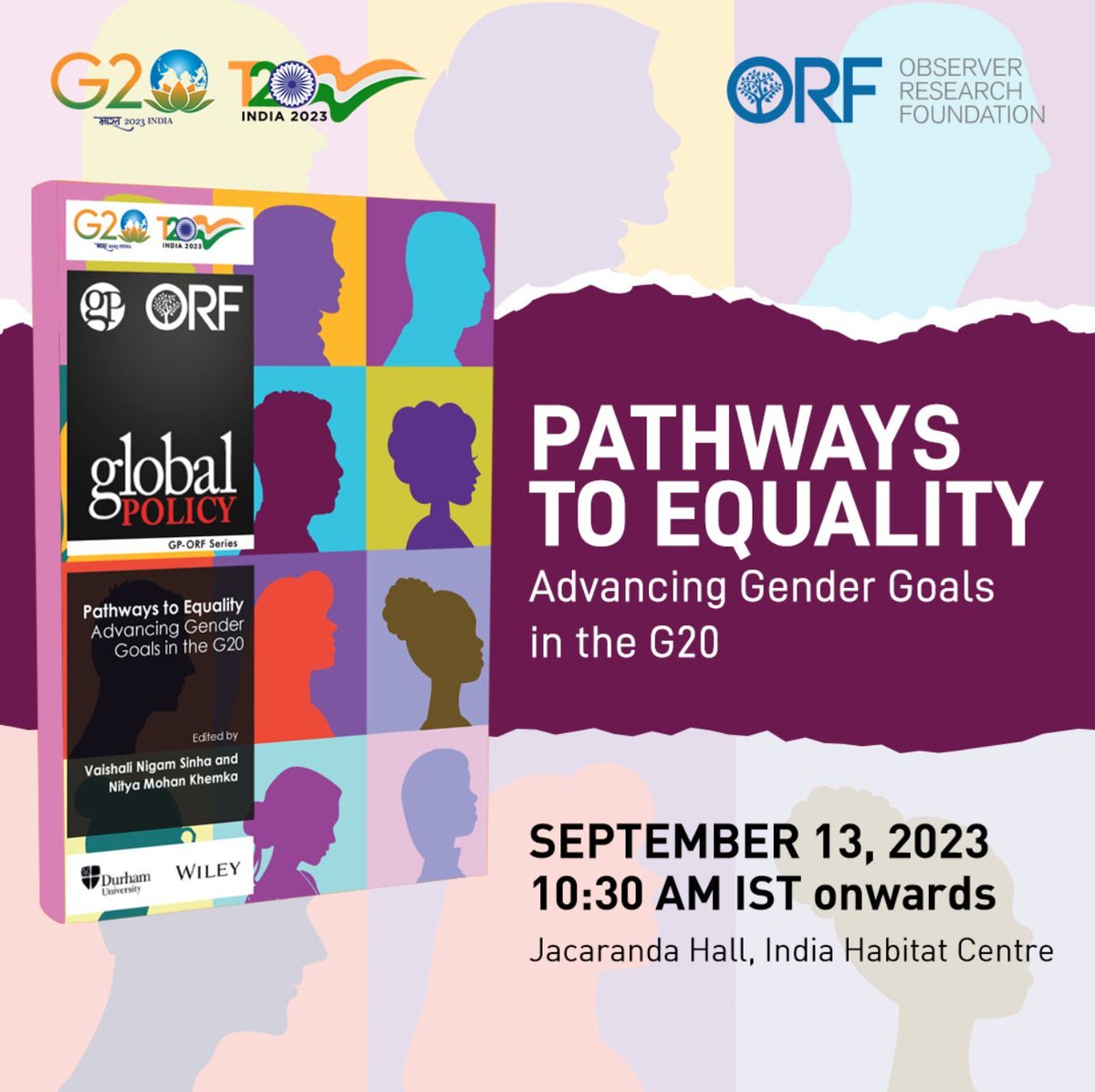 Launch of @T20org Volume | Pathways to Equality: Advancing #Gender Goals in the #G20 The volume assesses a selection of critical issues faced by #women in the G20 nations. September 13 | 10.30 AM IST | New Delhi This is an in-person event. RSVP 👉🏻 or-f.org/128726
