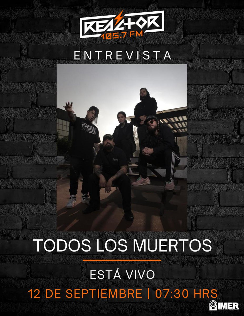 Reactor105's tweet photo. #LiberaLaReacción que inicia el martes con 2 horas de mera brutalidad y la entrevista que @luisalaouija tendrá con #TodosLosMuertos previo a su participación en el @HHOpenAir
Súbanle que les espera un estupendo programa de #EstaVivo hasta las 8 AM 🔥🎸 https://t.co/1tY8gOyFqi
