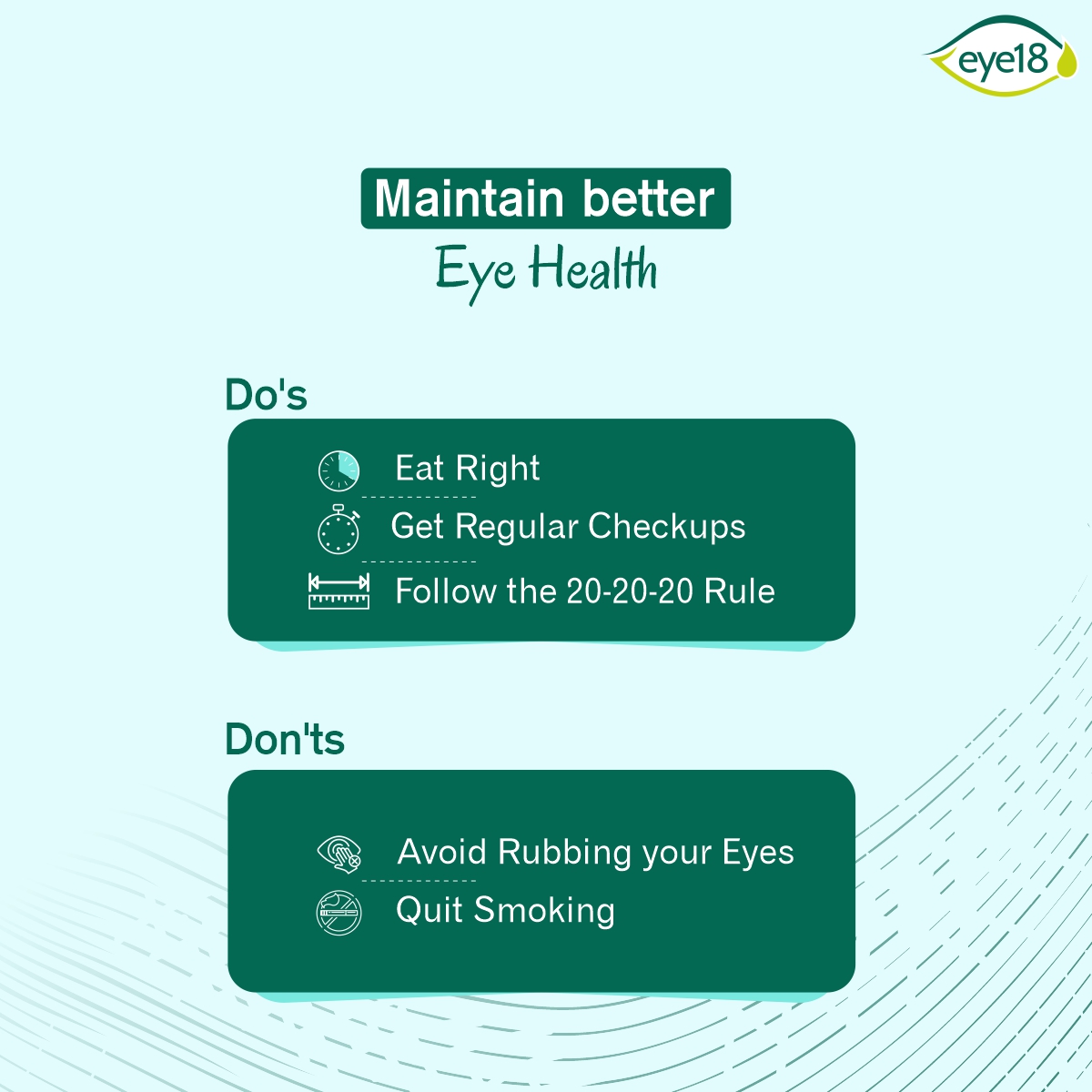 Eye18EyeDrops's tweet photo. Maintaining your eye health is easy when you have the right information. Hope this post helps you in the right direction!

#Eye18 #EyeCare #eyecaretips #ayurvediceyedrops #eyecareforall #HealthyEyeTips https://t.co/RusGRHHGlp