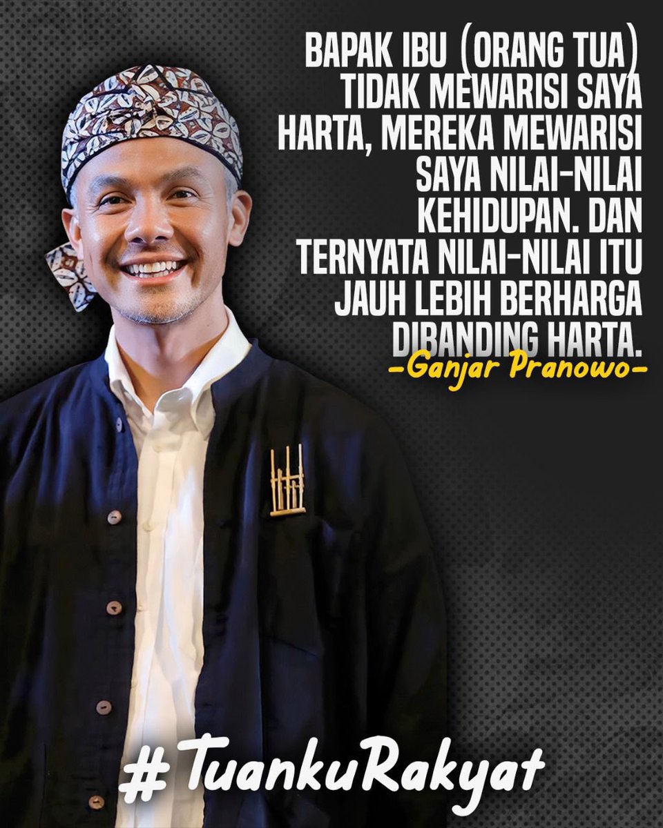 KoreaKoreaisme (@korea_melenting) on Twitter photo Sebagian orang beruntung karena diwarisi harta, namun yang lebih beruntung adalah mreka yang diwarisi nilai kehidupan โฆ
Nilai kehidupan mampu membuat seseorang berpijak pada pendirian yang teguh, kesederhanaan yang membuat <a href="/ganjarpranowo/">Ganjar Pranowo</a> menjadi pribadi yang santun dan merakyat Sebagian orang beruntung karena diwarisi harta, namun yang lebih beruntung adalah mreka yang diwarisi nilai kehidupan โฆ
Nilai kehidupan mampu membuat seseorang berpijak pada pendirian yang teguh, kesederhanaan yang membuat <a href="/ganjarpranowo/">Ganjar Pranowo</a> menjadi pribadi yang santun dan merakyat