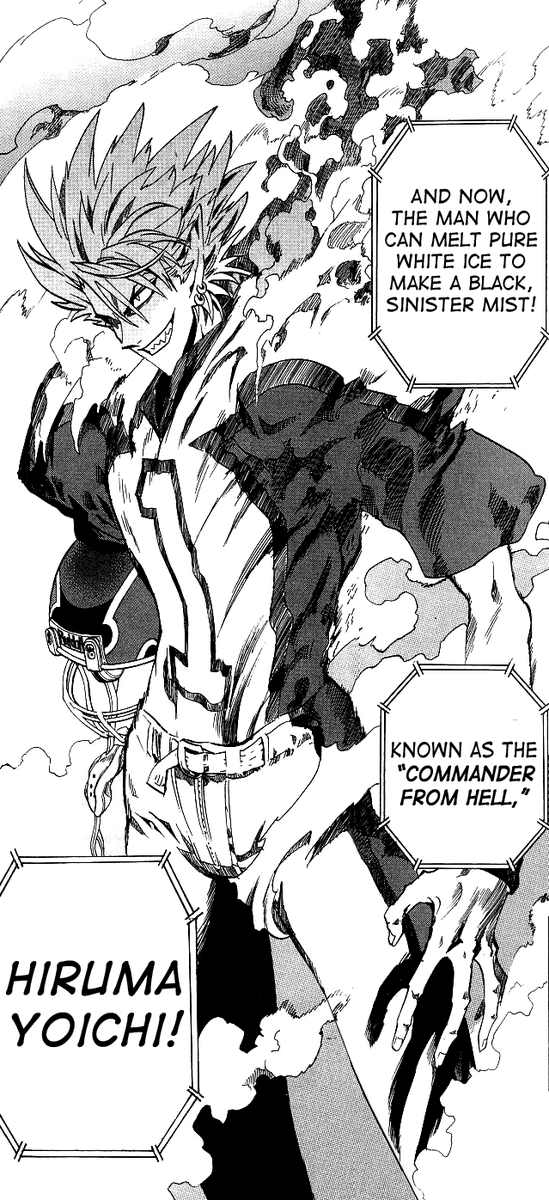 read eyeshield 21, it's a manga about american football and this is the quarterback/captain of the protagonist team and he's a horrible freak
