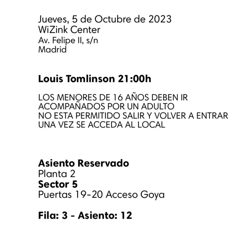 28_louis28's tweet photo. vendo 2 entradas louis tomlinson madrid grada (46 €) por que necesito venderlas ya 🥹😭 https://t.co/mzPJzWjclu