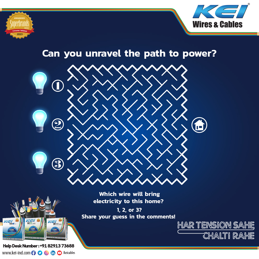 Three wires, one home – but only one can electrify it. What do you think, which wire will bring this charming home to life? A, B, or C? Share your guess in the comments!

#GuessTheBulb #GuessIt #KEIWires #Unravel #Puzzle #Wires #cables