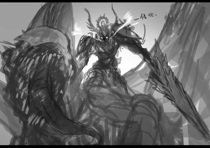 #やじるのえ #大ラフ 龍騎士さん描くよ