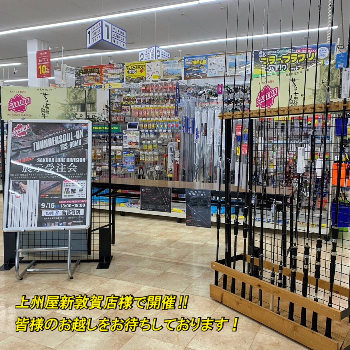 sakuraluredivi1's tweet photo. いよいよ今週末!
11月発売予定のタイラバスピニングモデル「THUNDERSOUL-QXTRS-66MH」展示受注会が上州屋新敦賀店様にて開催します👊
SAKURA製品ご購入orご成約のお客様にはラインカッターⅡをプレゼント!
ご来店のお客様にはオリジナルステッカーを配布します✨
ぜひこの機会にお越し下さいませ😄 https://t.co/AqtUsa3ujP
