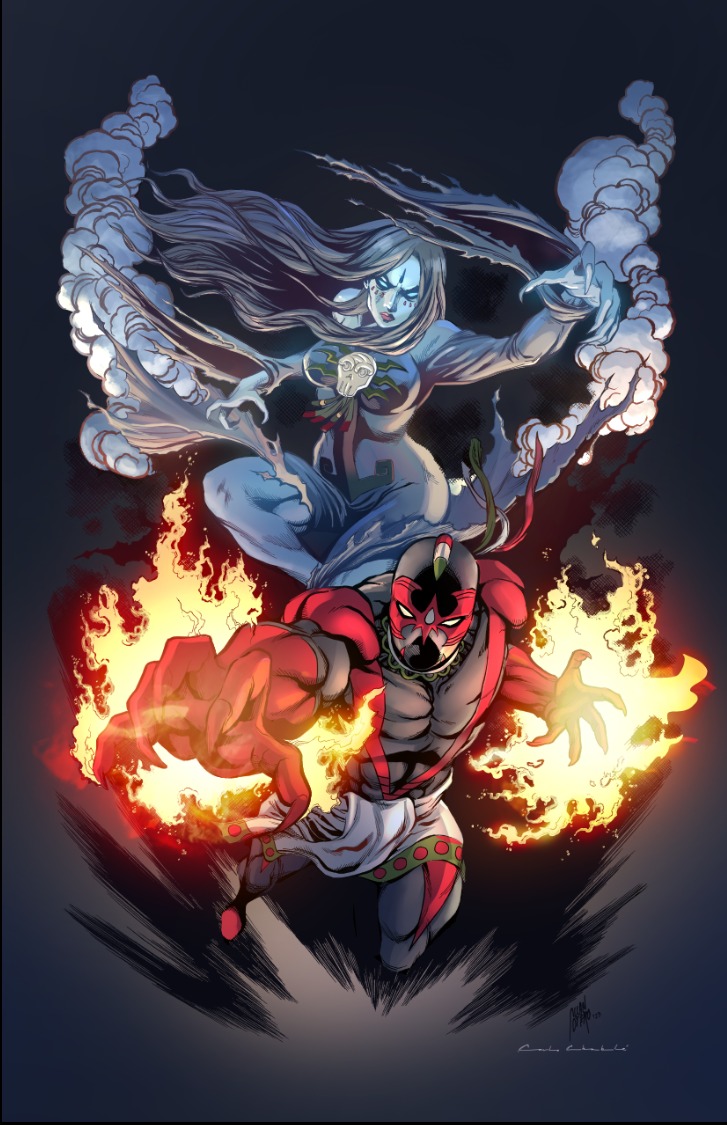 dibujo: Allan Otero
color: Carlo Chable
arte del set de tarjetas, exclusivo de #kickstarter 
16 de septiembre
Finaliza la campaña, adquiere tu ejemplar en Kickstarter: kck.st/3DxswlL