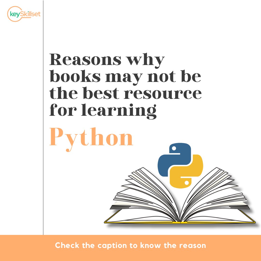 keyskillset's tweet image. Books are great, but are they your best bet for mastering Python in today's fast-paced world? Discover why books might not be ideal for your Python journey on this link: instagram.com/p/CxE9uaxyI39/…
#keySkillset #CommunitySupport #PythonBooks #LearnItYourWay #LearnBeyondTheBoundaries