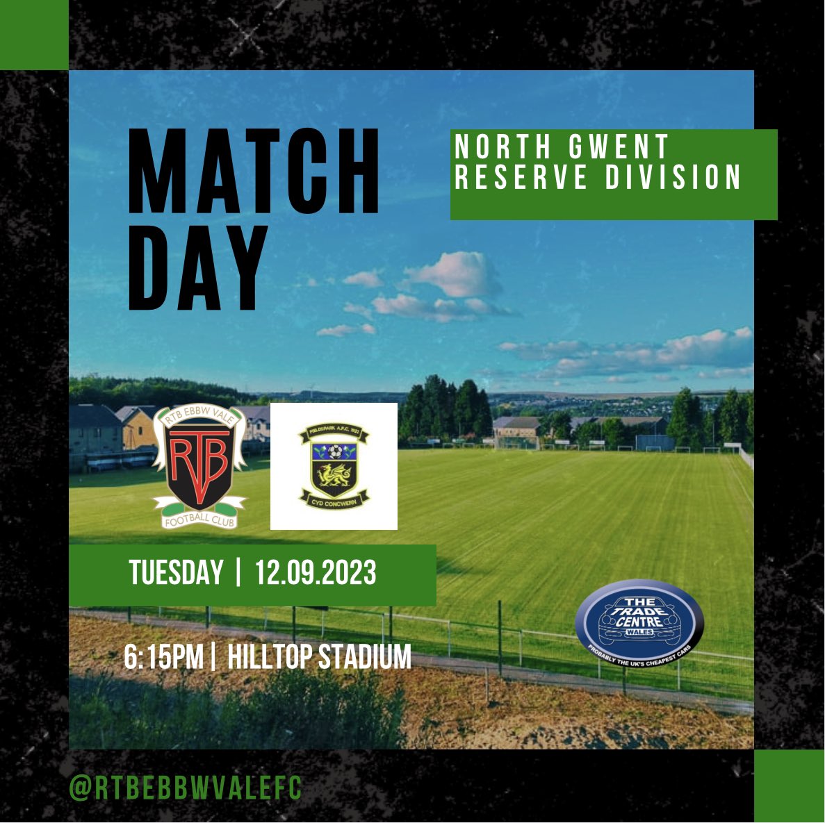 RTBEbbwValeFC's tweet photo. The reserve team are home tonight against @fields_afc in a midweek fixture💚

Any support is welcome and much appreciated👏🏼

⏰ - 6:15PM KO
🏟️ - Hilltop Stadium NP23 6NE
🍔🥤- Available for sale at the ground

#Tss https://t.co/KQnjRjYAVr