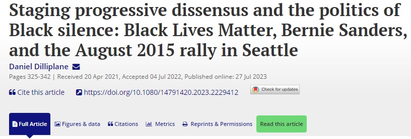 dnadill's tweet photo. My article "Staging Progressive Dissensus and the Politics of Black Silence" has been published in Communication and Critical/Cultural Studies!

https://t.co/tooZTj7MIz

Message me if you want a copy and don't have institutional library access! https://t.co/z9feNnPjgp