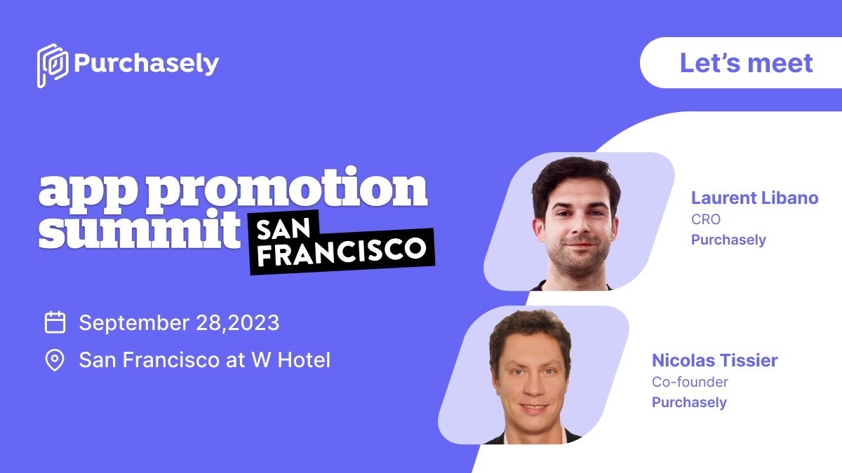 Purchasely / In-App Subscriptions (@purchaselycom) on Twitter photo Monetizing an app? 🫵
Your next true-life "aha" moment is around the corner
📌 <a href="/apppromotion/">App Promotion Summit 🚀</a>, San Francisco
📌 Sep 28, 2023
If you are coming to APS SF, grab this rare chance to get hands-on experience with Purchasely!
Ping <a href="/LauLibano/">Laurent Libano</a> <a href="/nictiss/">Nicolas Tissier</a>
#AppMonetization #Paywall Monetizing an app? 🫵
Your next true-life "aha" moment is around the corner
📌 <a href="/apppromotion/">App Promotion Summit 🚀</a>, San Francisco
📌 Sep 28, 2023
If you are coming to APS SF, grab this rare chance to get hands-on experience with Purchasely!
Ping <a href="/LauLibano/">Laurent Libano</a> <a href="/nictiss/">Nicolas Tissier</a>
#AppMonetization #Paywall